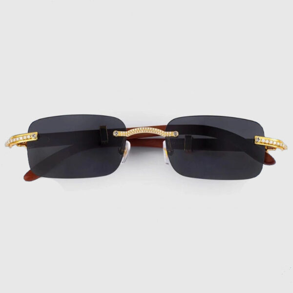 VVSM 1.15ct Rimless Black Woody Gold Sunglasses - Image 2