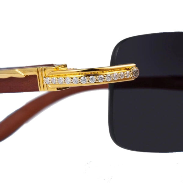 VVSM 1.15ct Rimless Black Woody Gold Sunglasses