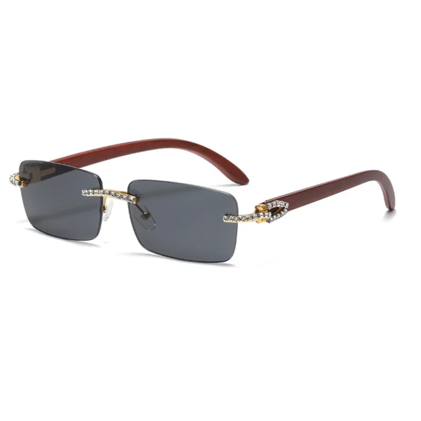 VVSM 1.15ct Rimless Black Woody Gold Sunglasses - Image 3